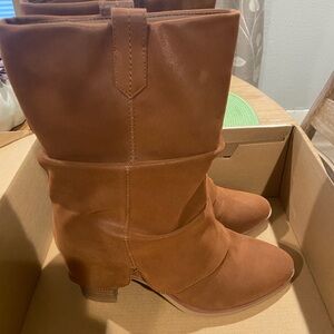 MIA Tan Heeled Boots Classic Western Style